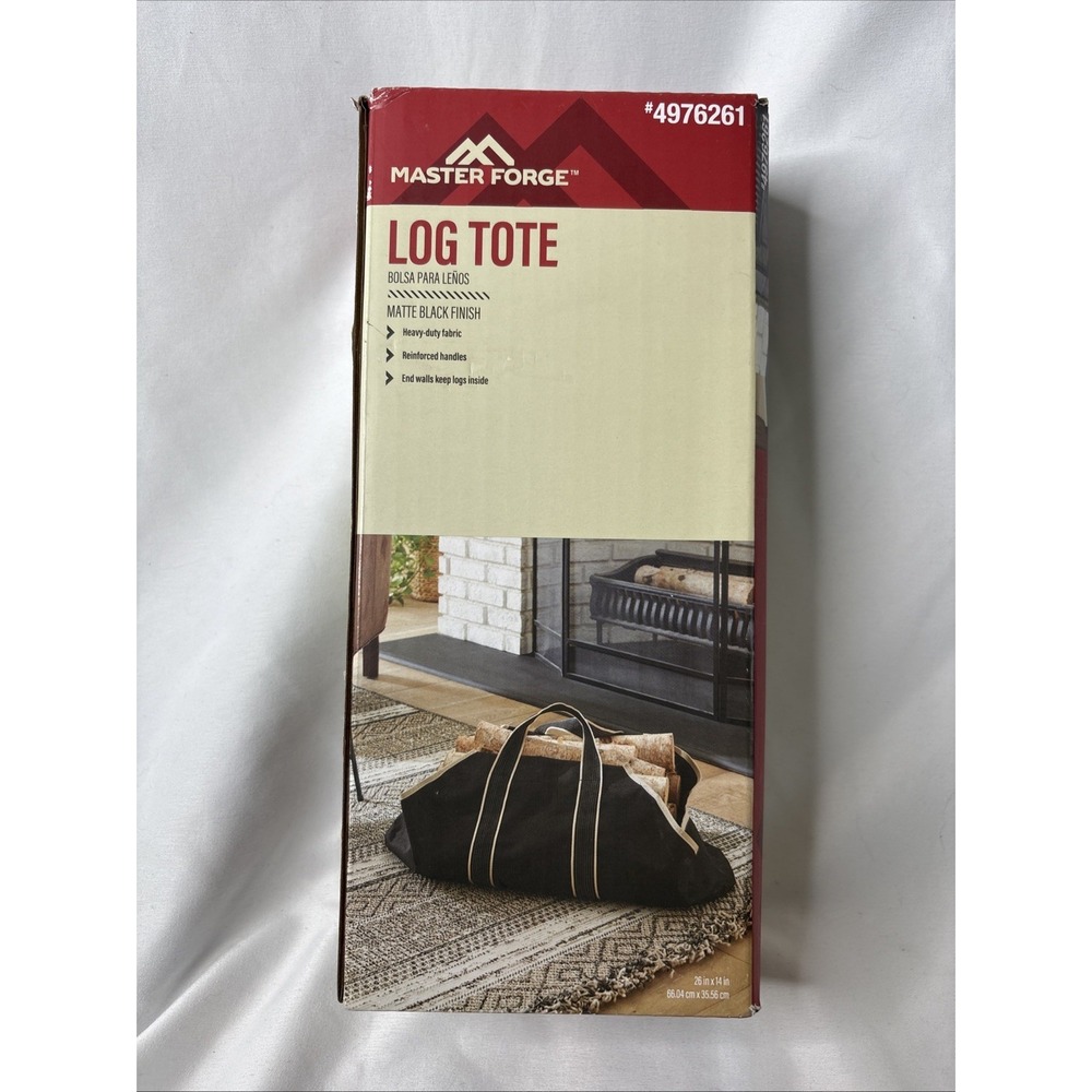 Firewood Log Tote Carrier Heavy Duty Matte Black Master Forge 4976261 New 26x14"